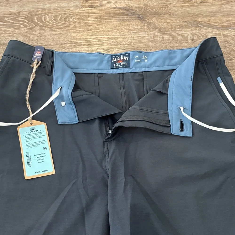 NWT - Faherty Charcoal Men's Flat Front All Day Shorts